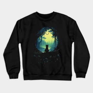 Cat In Enchanted Forest Crewneck Sweatshirt